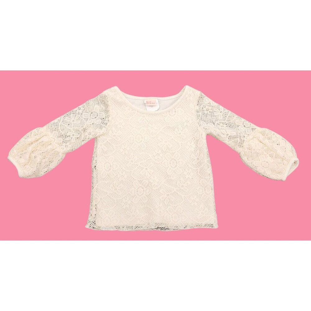 Toddler Girls Just Peachy Lace Boho Hippie Blouse Shirt Top 3T Cream Bubble Slee